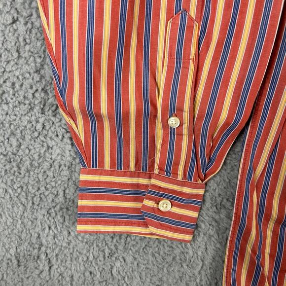 Daniel Cremieux Men's Orange Striped 100% Cotton Long Sleeve Button Up Shirt - Picture 10 of 16